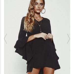 ‘Nikita’ bell sleeve dress with ruffles